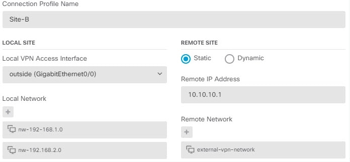 Adding the VR1 network to the site-to-site VPN connection profile.