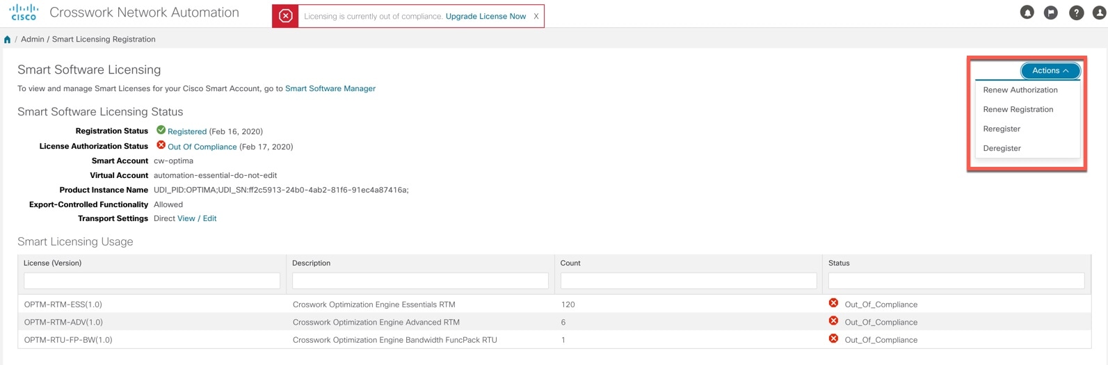 Registered and Out of Compliance Sample