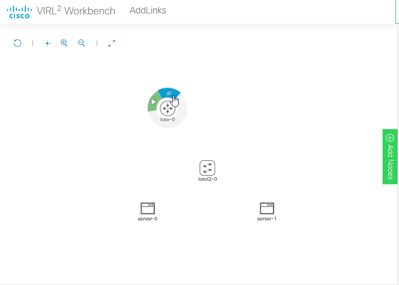 Screenshot: the link action in a node's action ring in the the Workbench