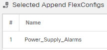 FlexConfig 策略，所选对象列表中的电源警报对象。