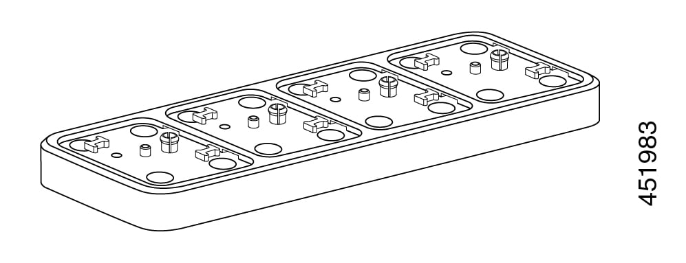 Abbildung der 860-Mehrfachladebasis mit Platz für vier Tischladegeräte.