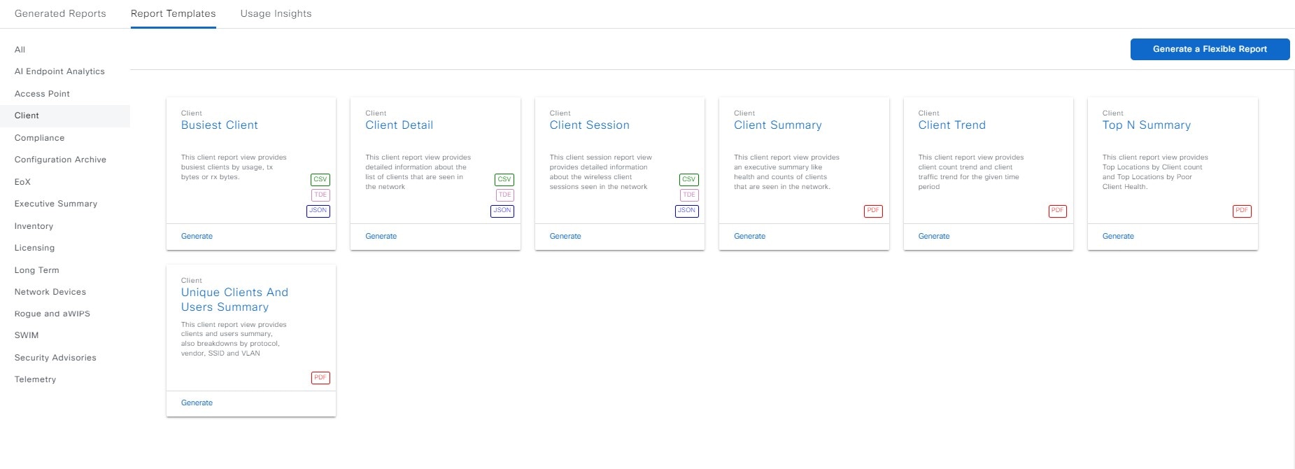 Figure 24: Displays Client report templates