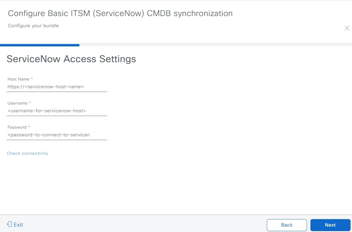 Figure 6: Displays ServiceNow Access Settings.
