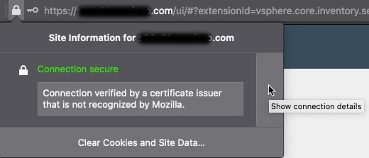 Firefox で、接続の詳細を表示して、FMC への接続に使用されている証明書を確認します