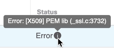 X509 PEM lib 오류는 동적 속성 커넥터에 대해 구성된 CA(인증 기관) 체인에 문제가 있음을 나타낼 수 있습니다.
