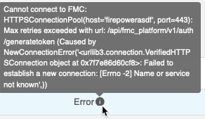 A timeout or max retries error for an adapter indicates you have configuration issues, such as the wrong management center certificate