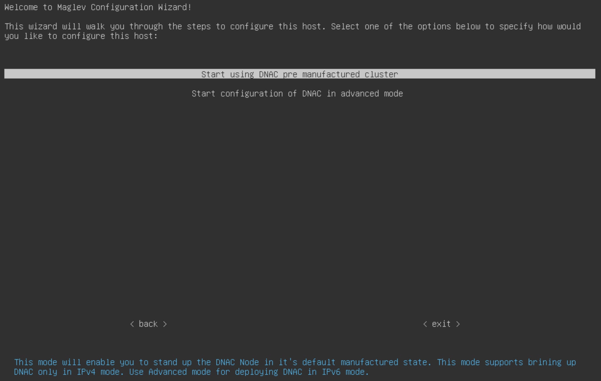 The Maglev Configuration wizard displays two options for how you would like to start configuring the primary node.