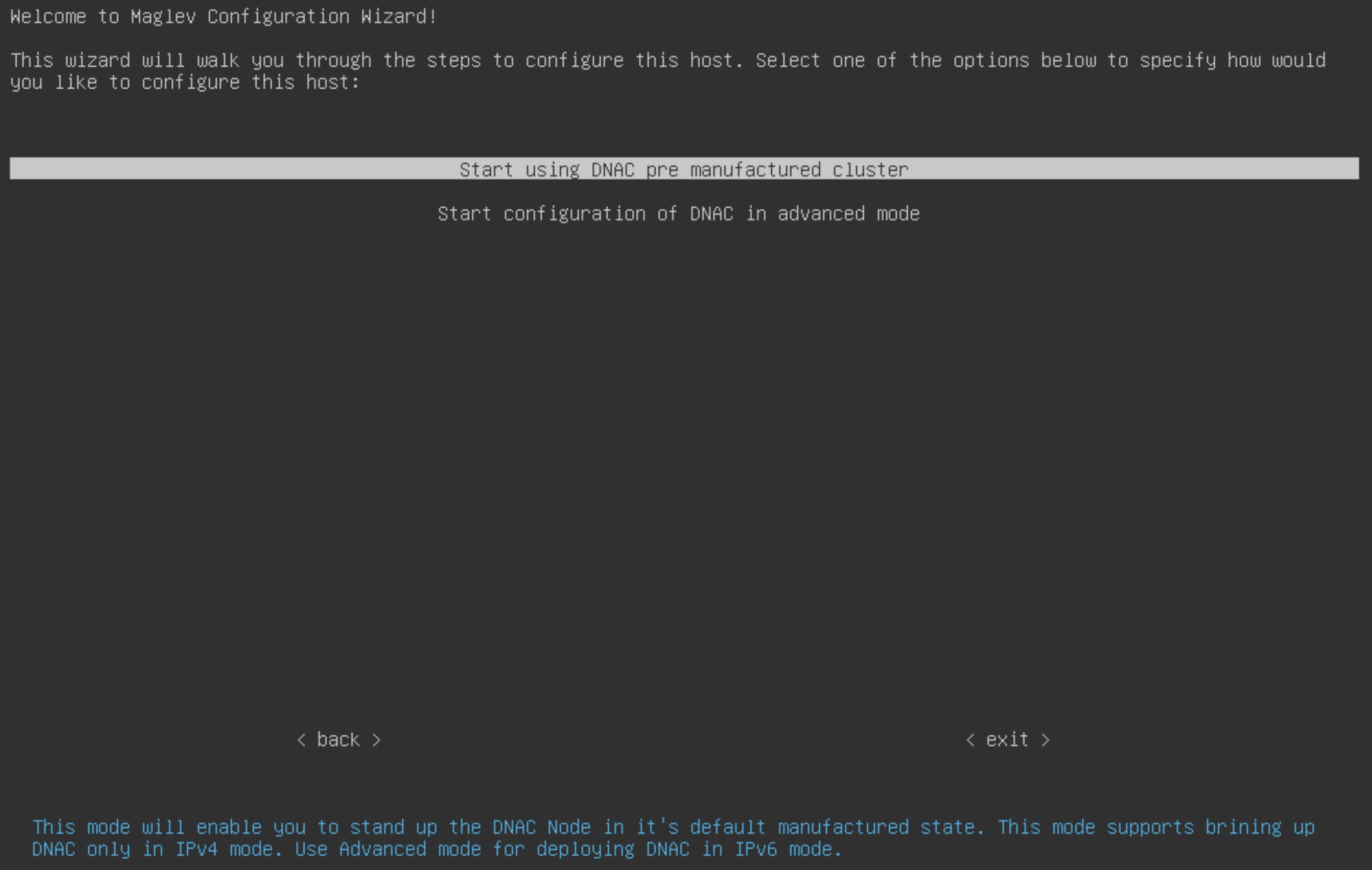 The Maglev Configuration wizard displays two options for how you would like to start configuring the primary node.