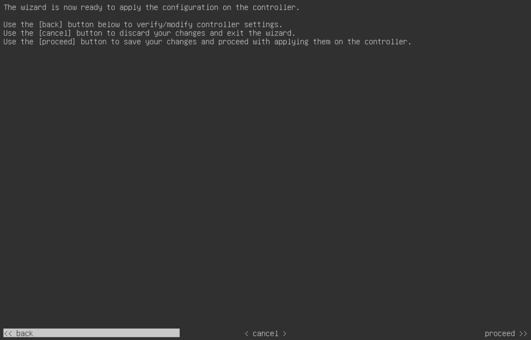 The Maglev Configuration wizard displays the message that it's ready to apply the configuration on the controller.