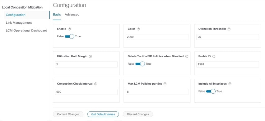 LCM Configuration Window