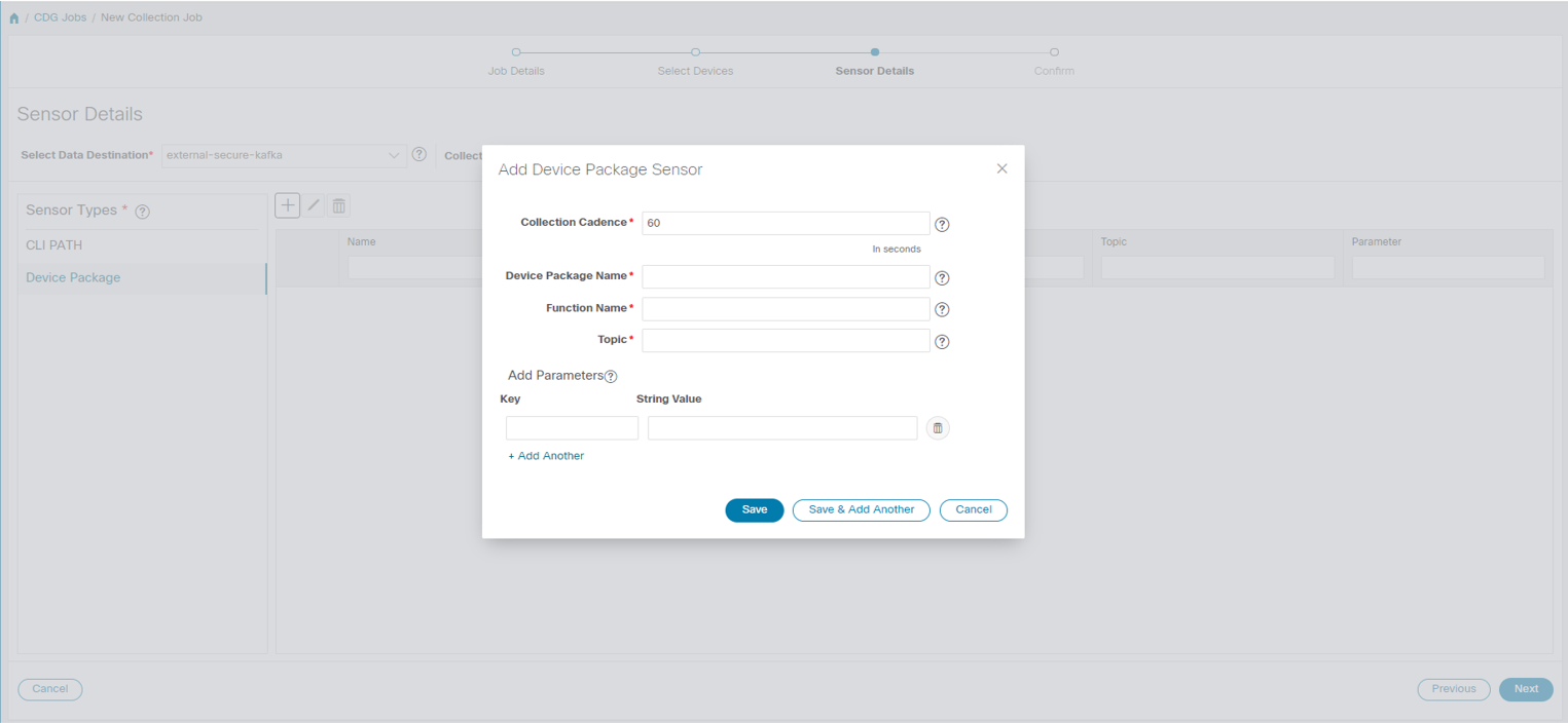 Add Device Package Sensor Dialog Box