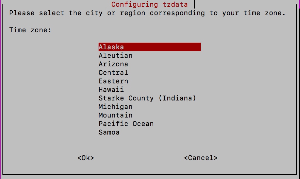 Timezone Settings - Region Selection