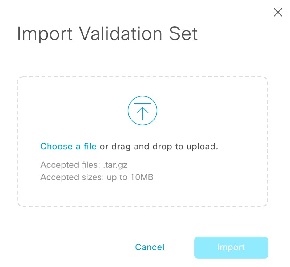 [Import Validation Set] ダイアログボックス