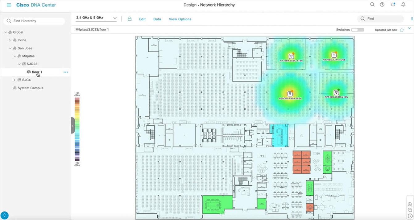 Verify the sites, location, and maps on Cisco DNA Center