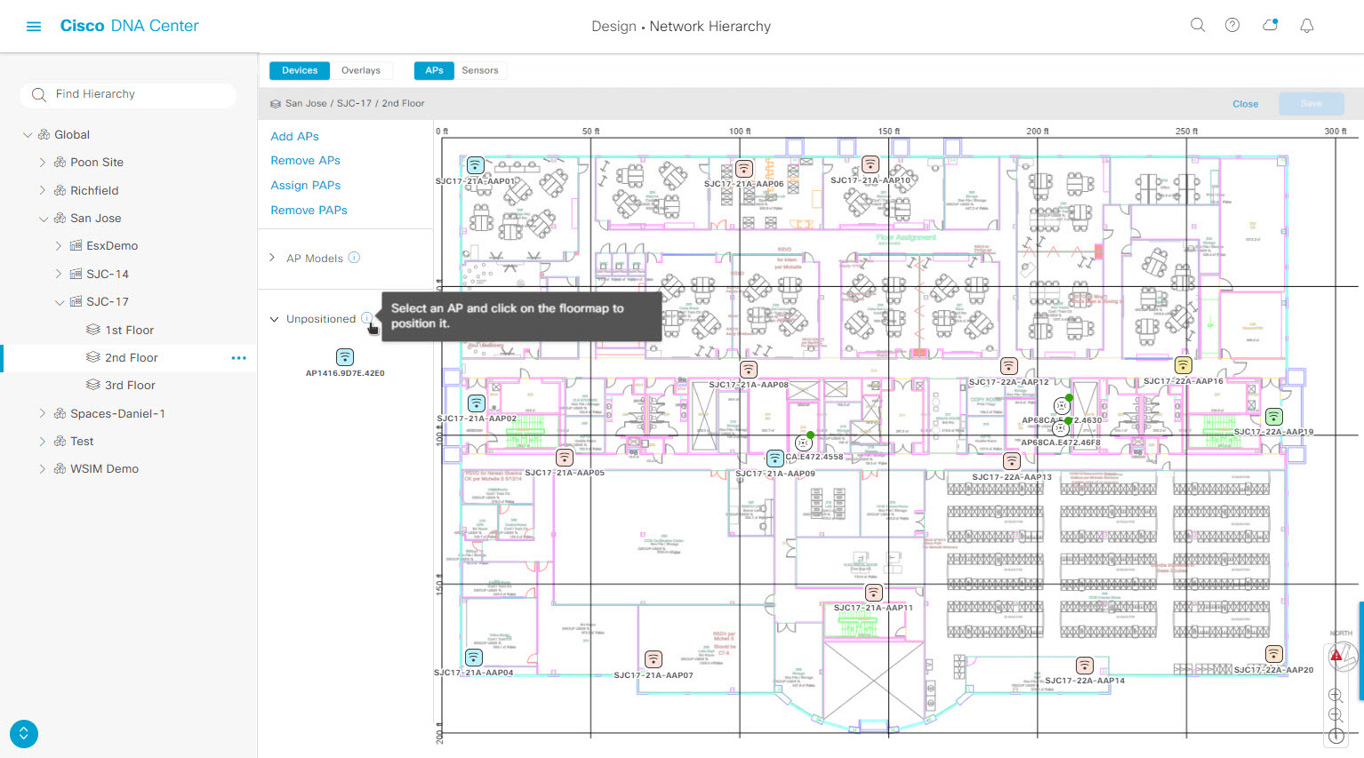 Unpositioned APs on a floor map