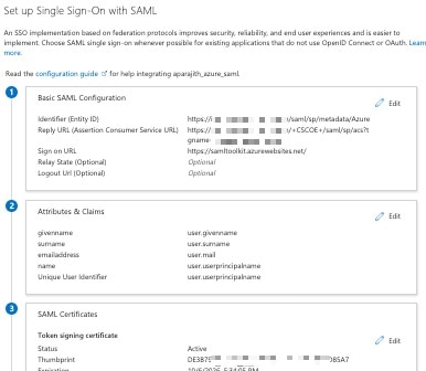 In the Microsoft Entra ID portal, the Set up Single Sign-On with SAML page shows most of the values you need to configure the realm