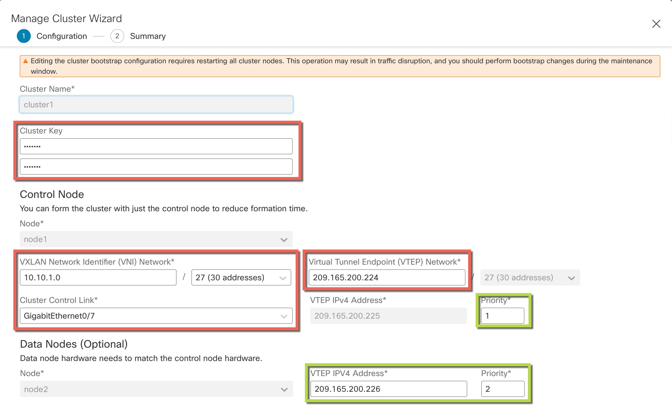 Manage Cluster Wizard