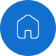 Une image d'une maison se trouve sur l'application Smart Launcher bleue.