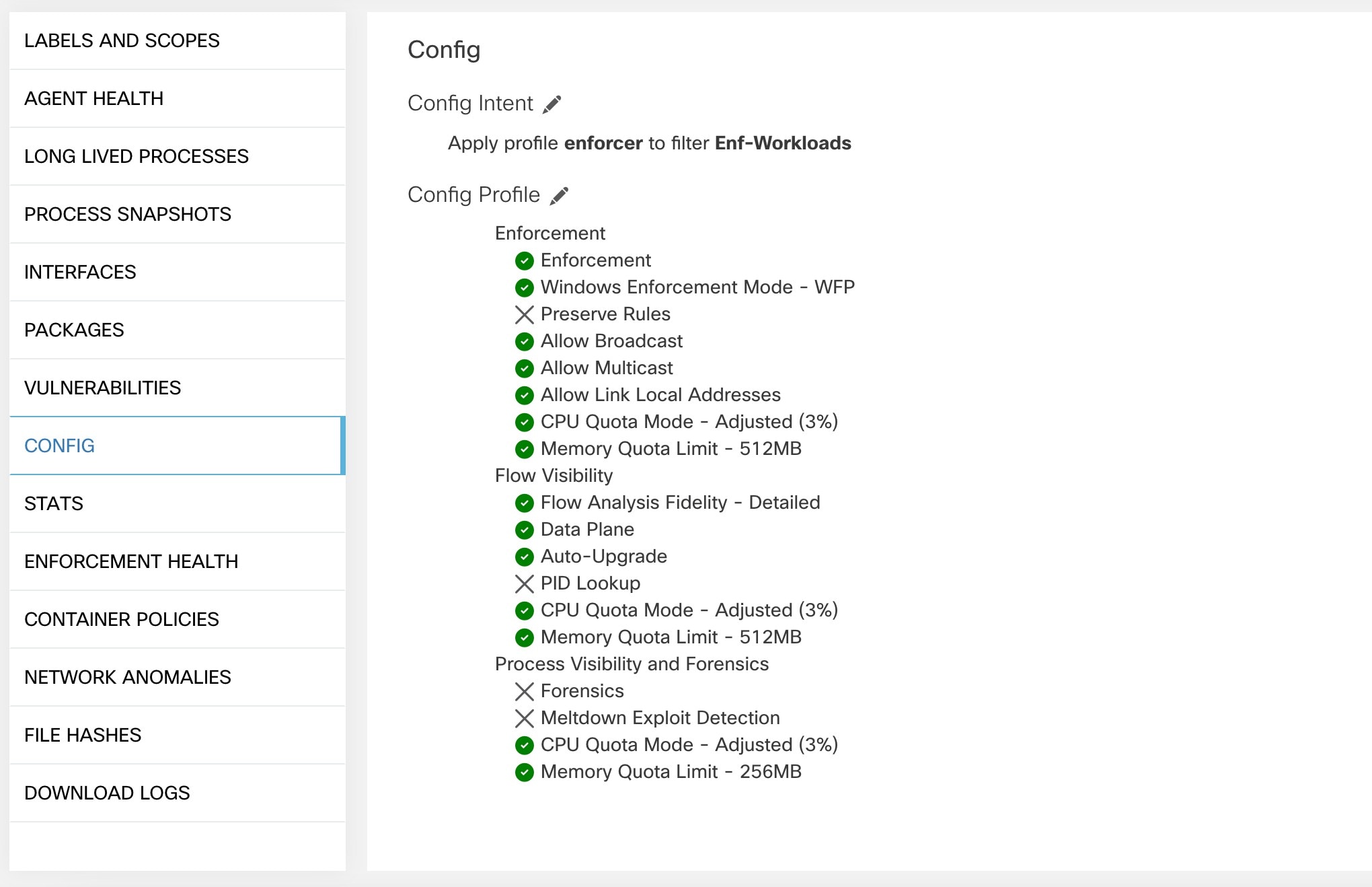 Workload Profile - Config