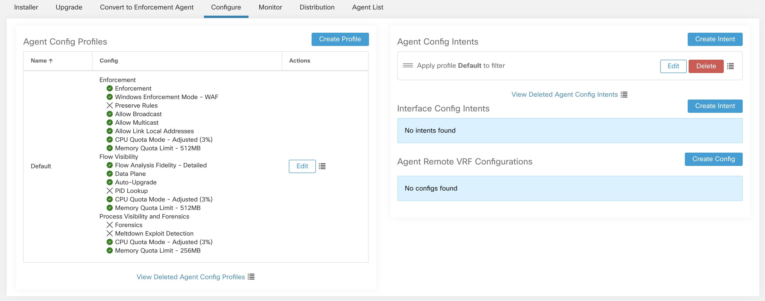 Software Agent Config tab for Scope Owner Users