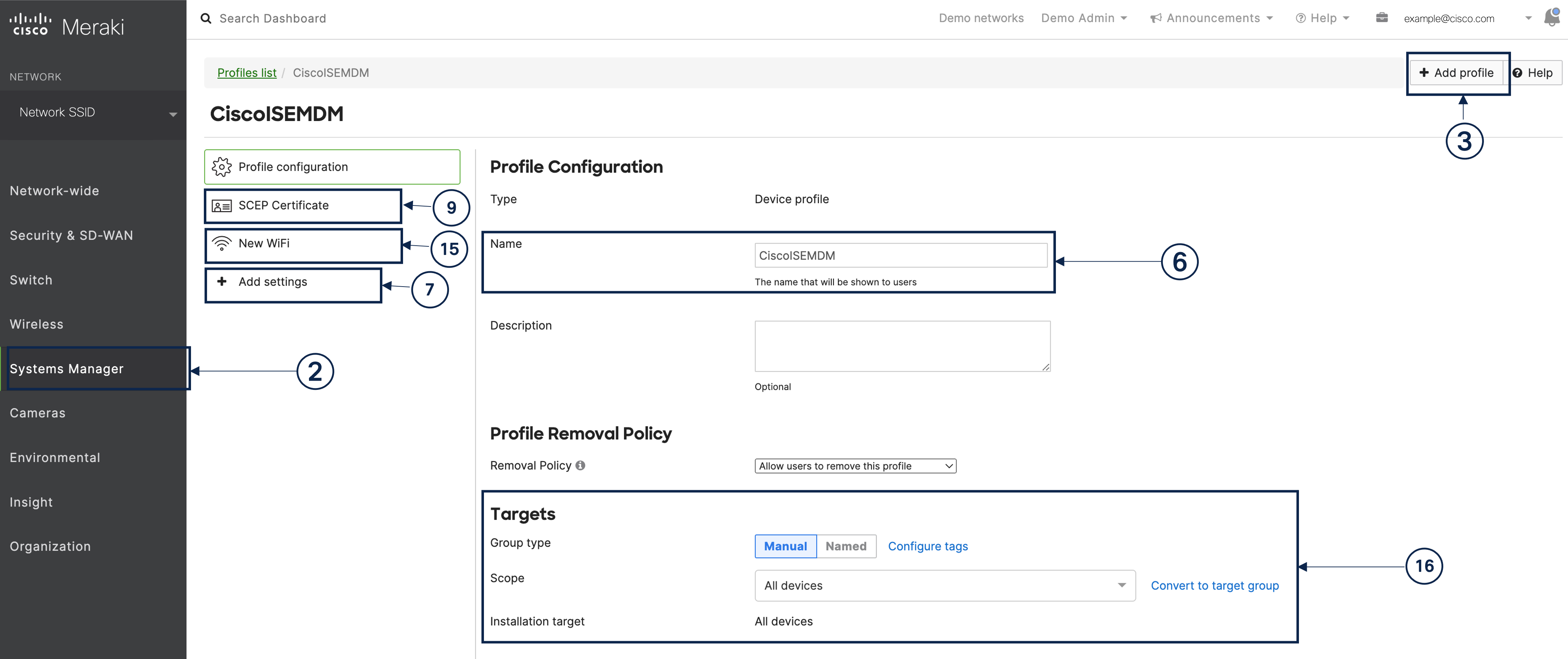 Cisco Meraki Systems Manager を設定して Cisco ISE に接続するためのステップ