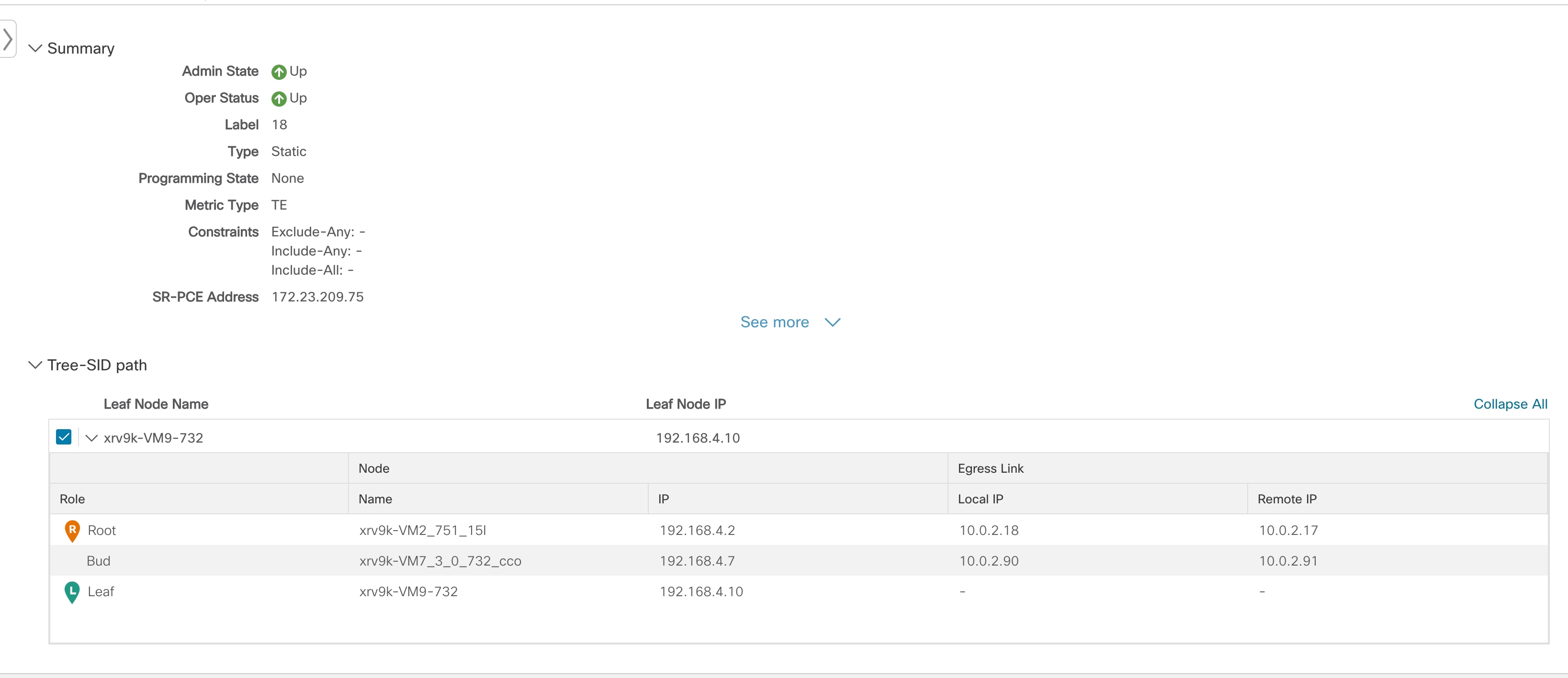 Cisco Crosswork Optimization Engine 4.1 User Guide Visualize TreeSID