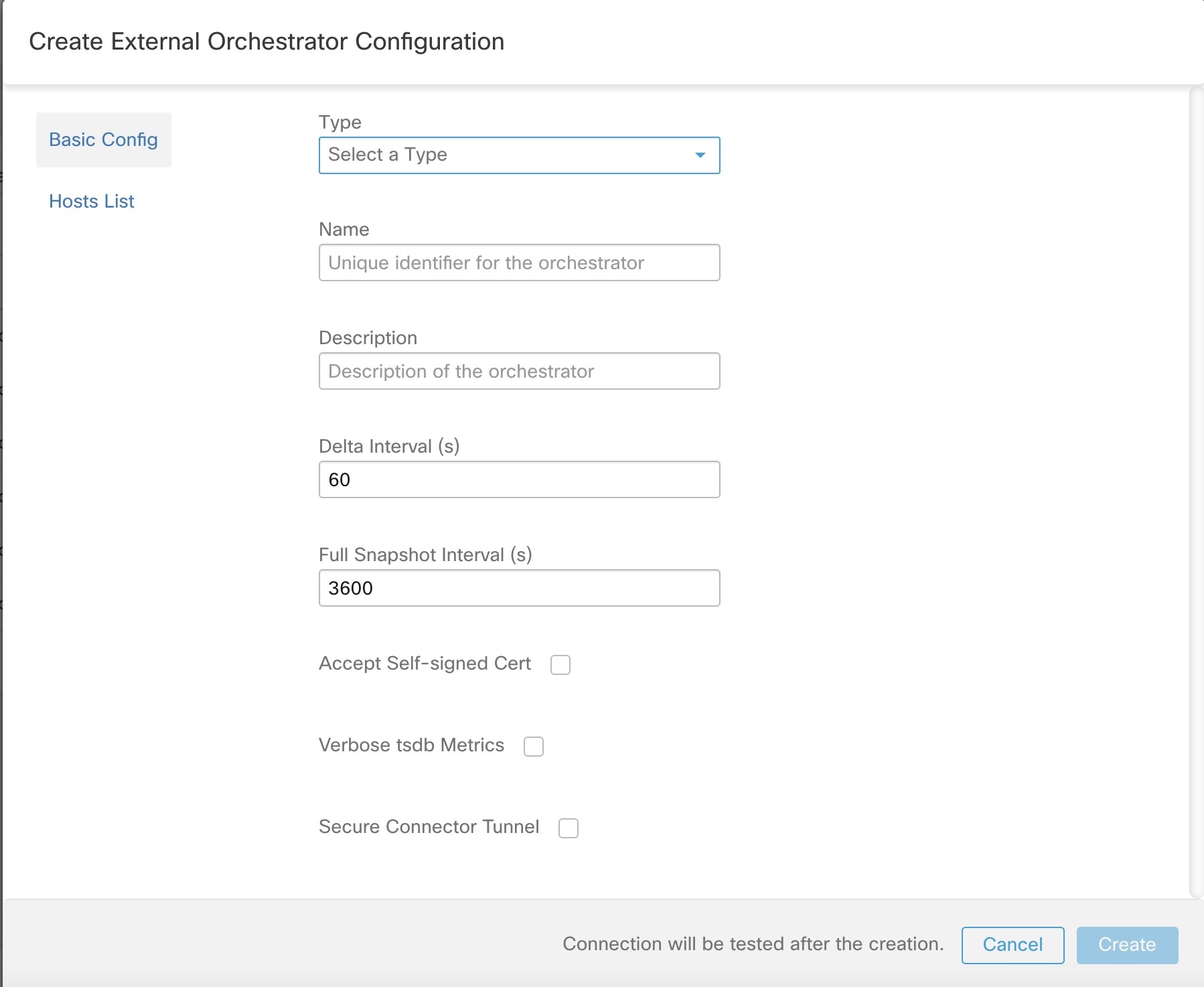 Create External Orchestrator Configuration