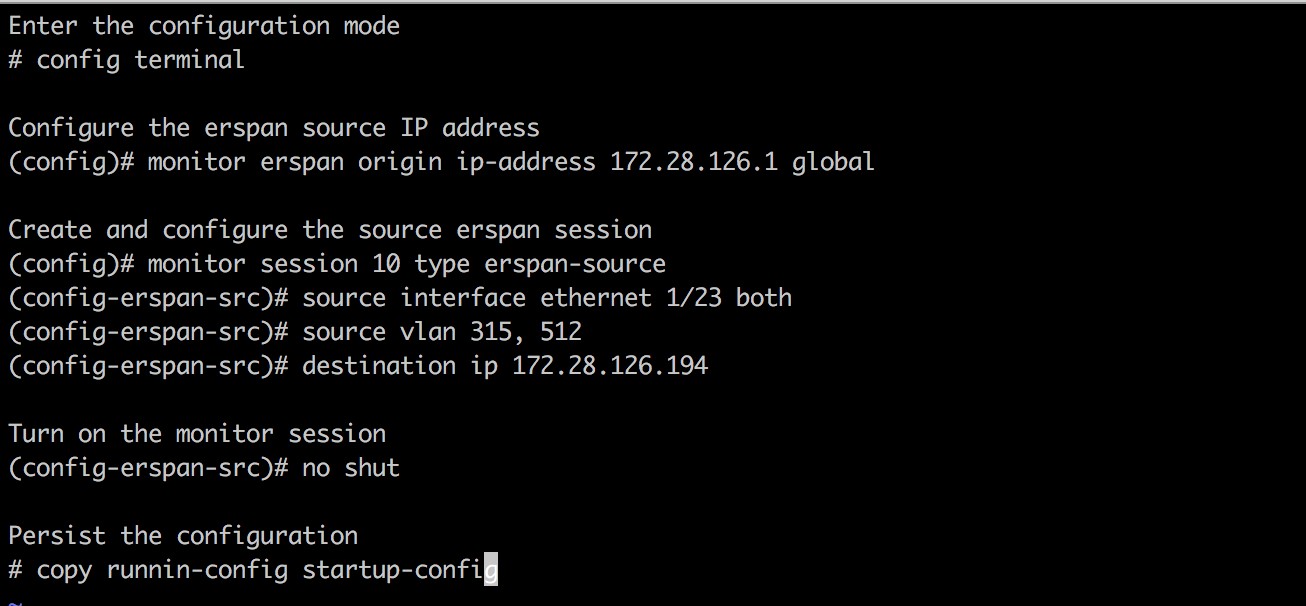 Configuring ERSPAN source on Cisco Nexus 9000
