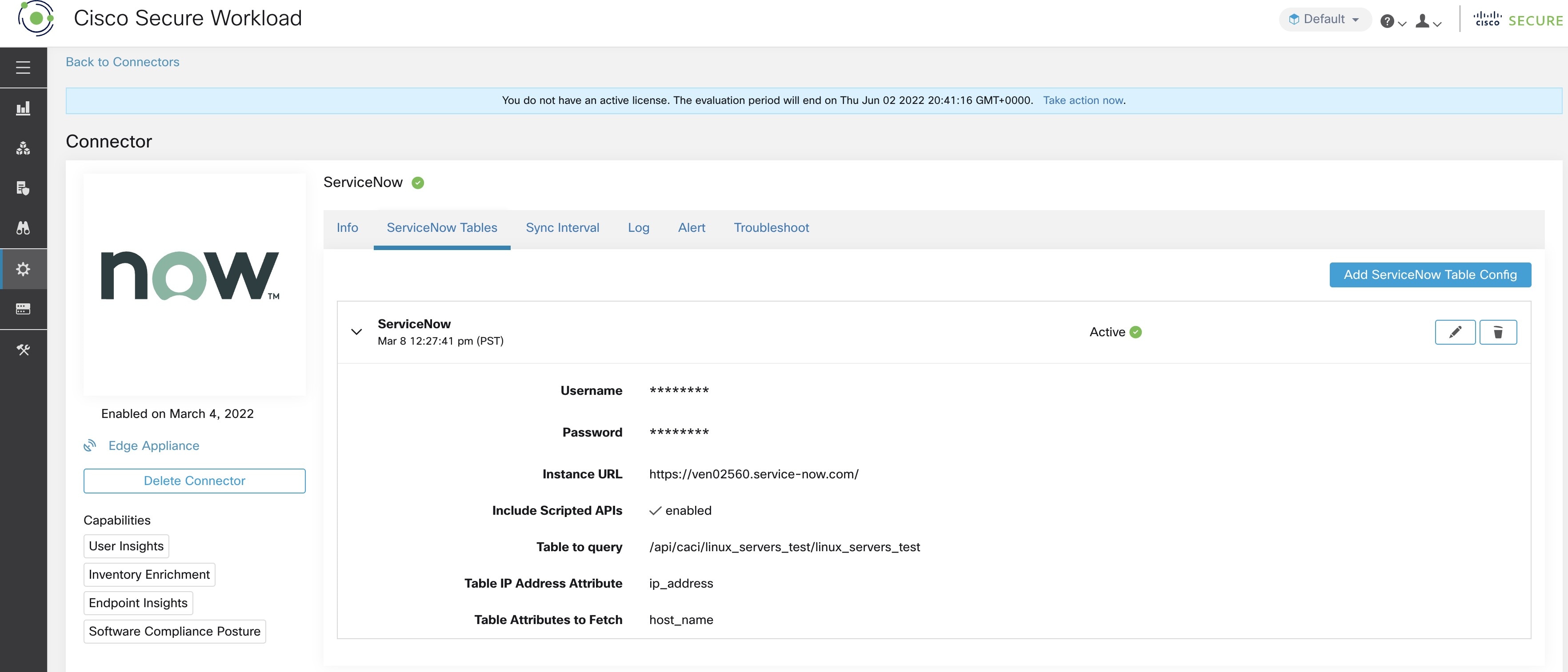 ServiceNow instance confi