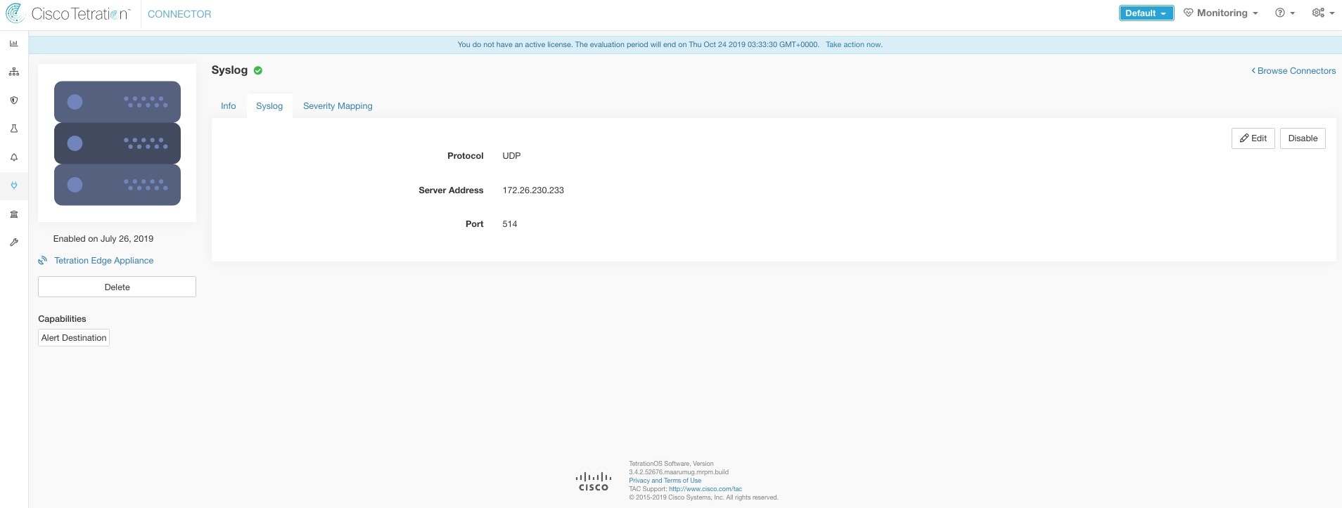 Sample configuration for Syslog Connector.