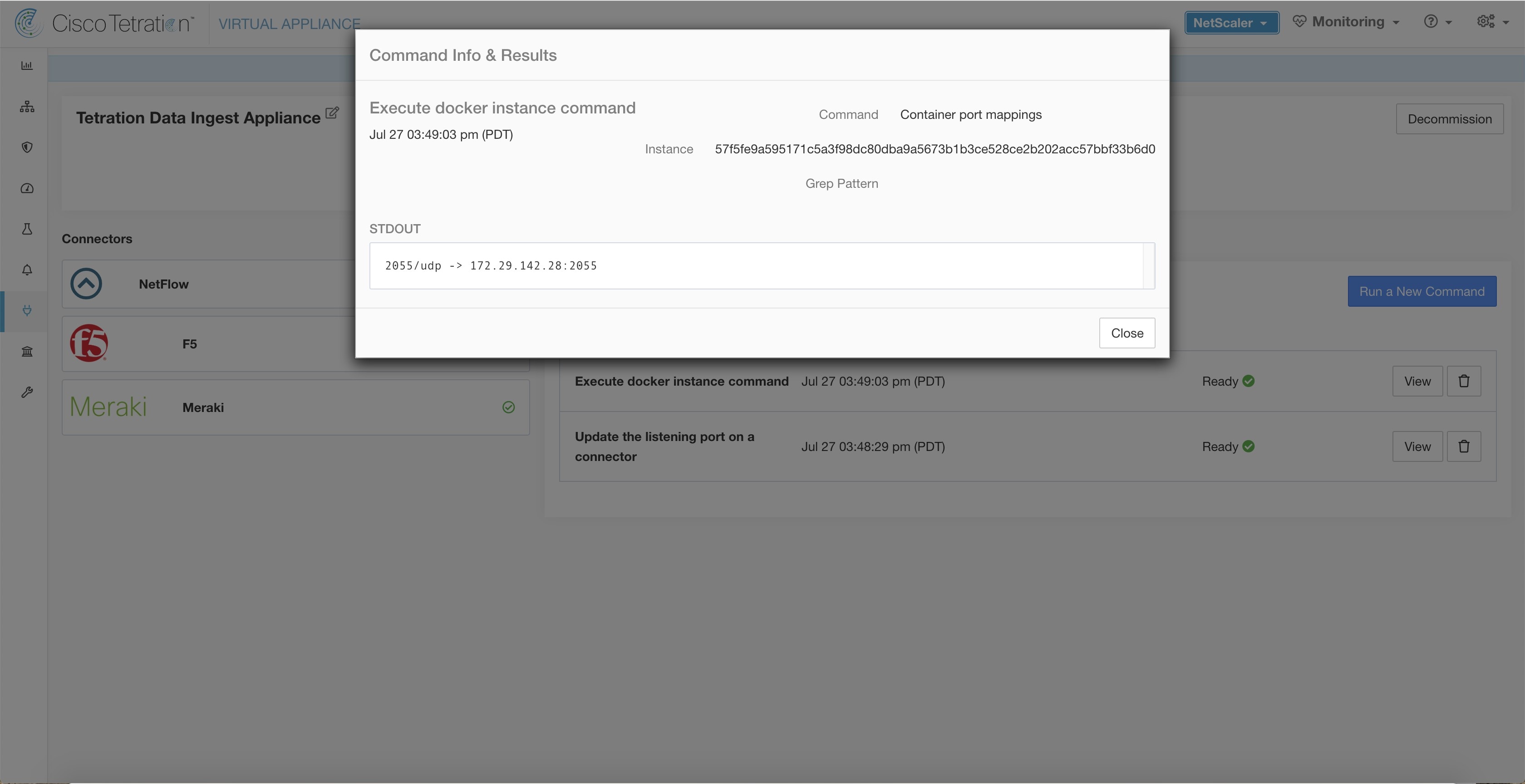 Retrieve the port mappings on Meraki connector in Secure Workload Ingest appliance