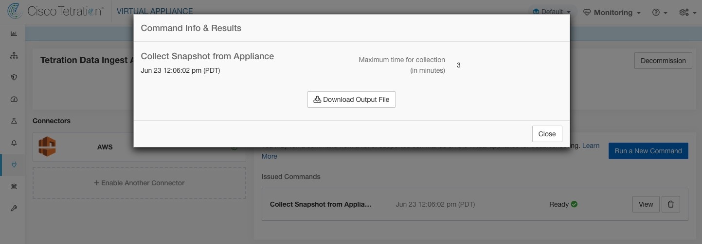 Collect snapshot from Secure Workload appliance