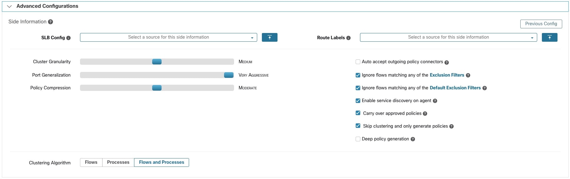 Advanced Automatic Policy Discovery Configurations