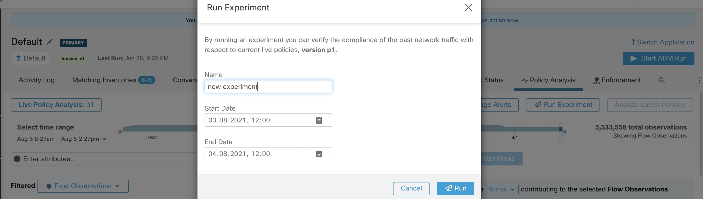 Run Experiment Form