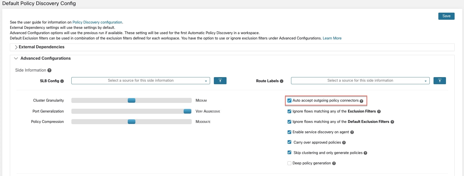 Select Auto accept outgoing policy connectors option