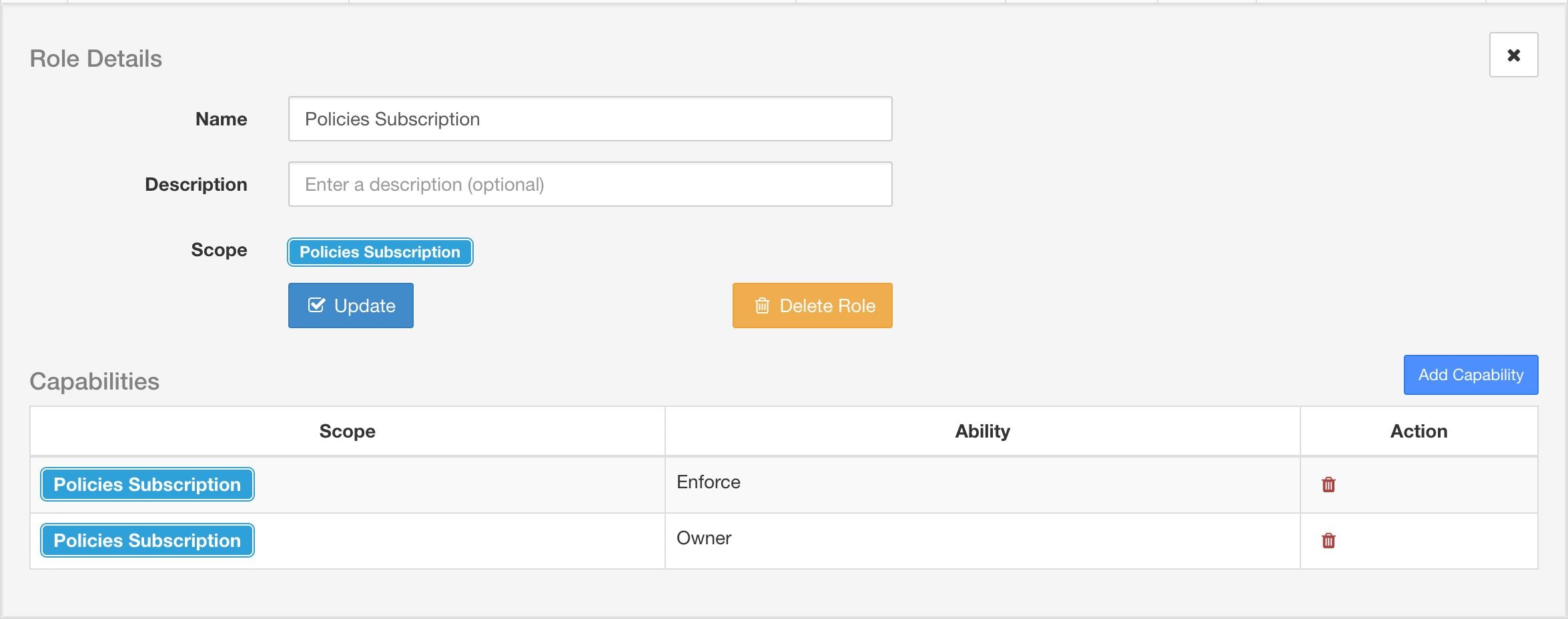 User role configuration to receive policies from Kafka