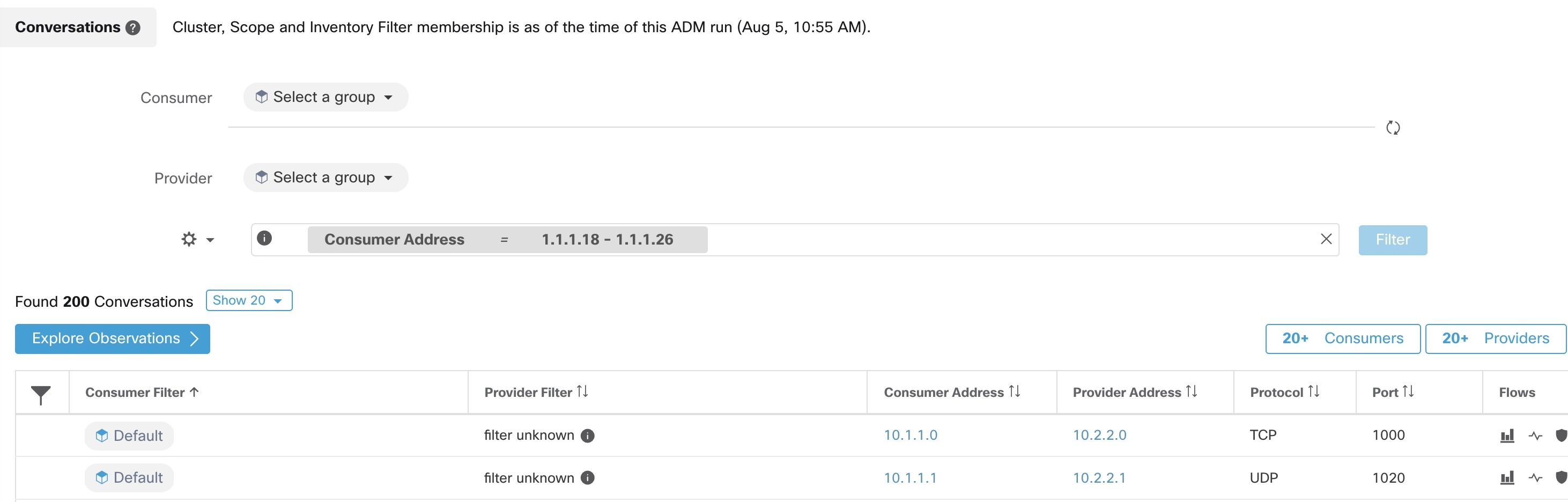 Filter input supports range query for Consumer Address