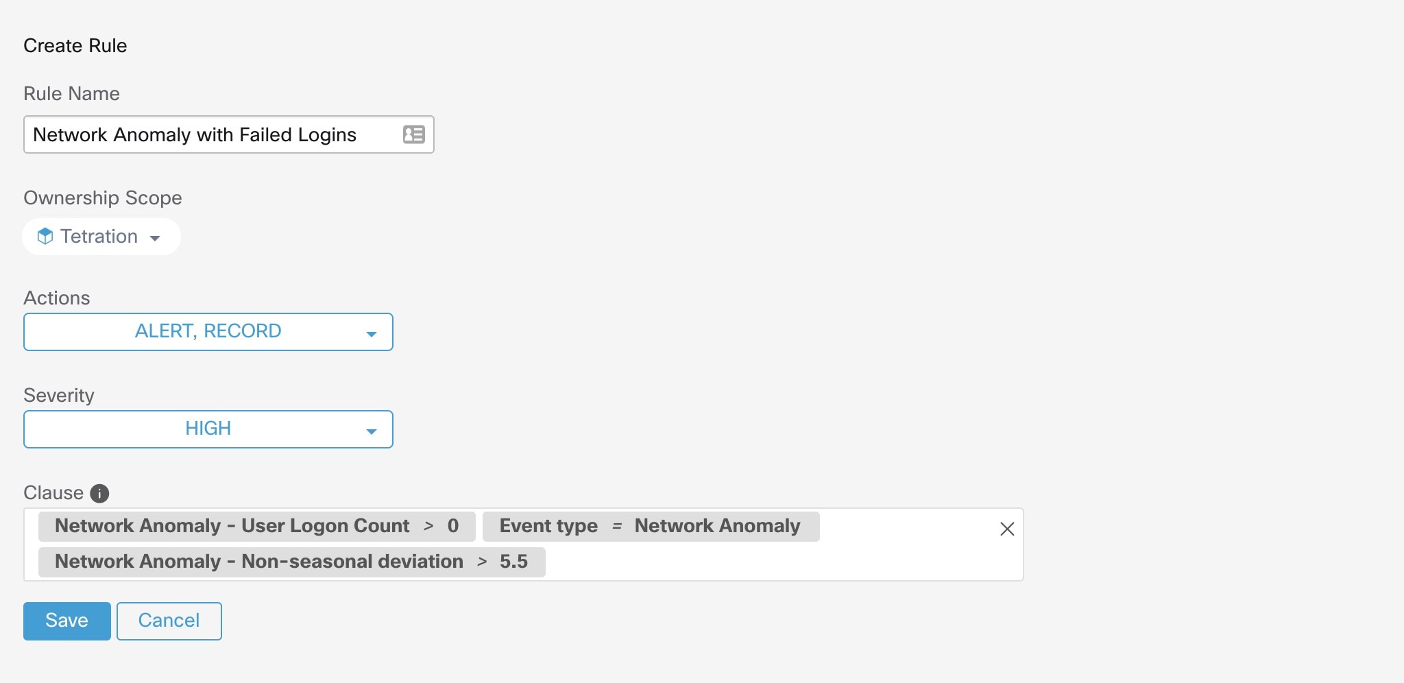 Defining forensic rules for Network Anomaly events