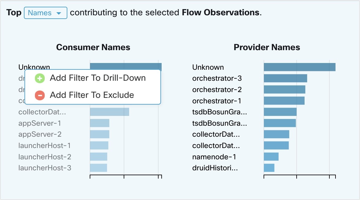 Drill-down/Exclude