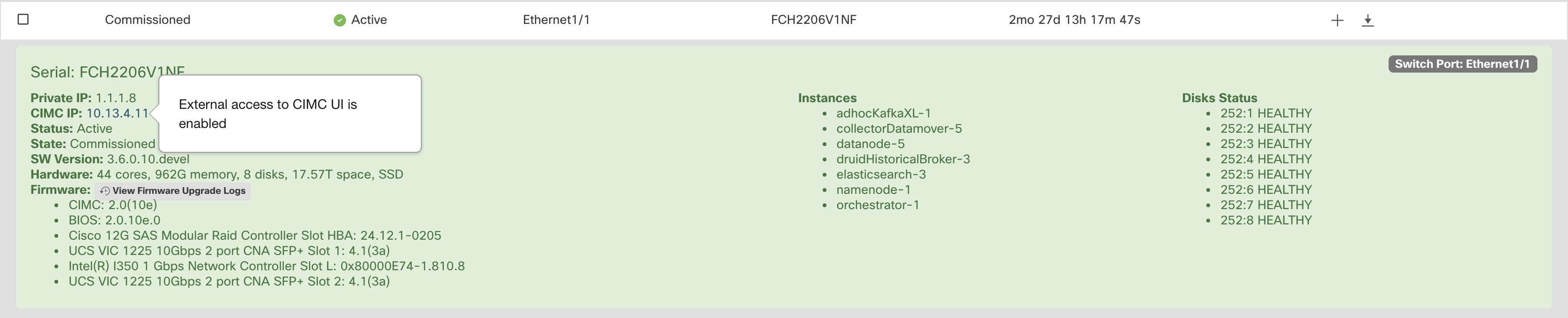 External CIMC Access Node Details