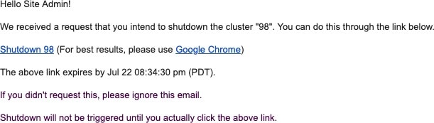 Shutdown email