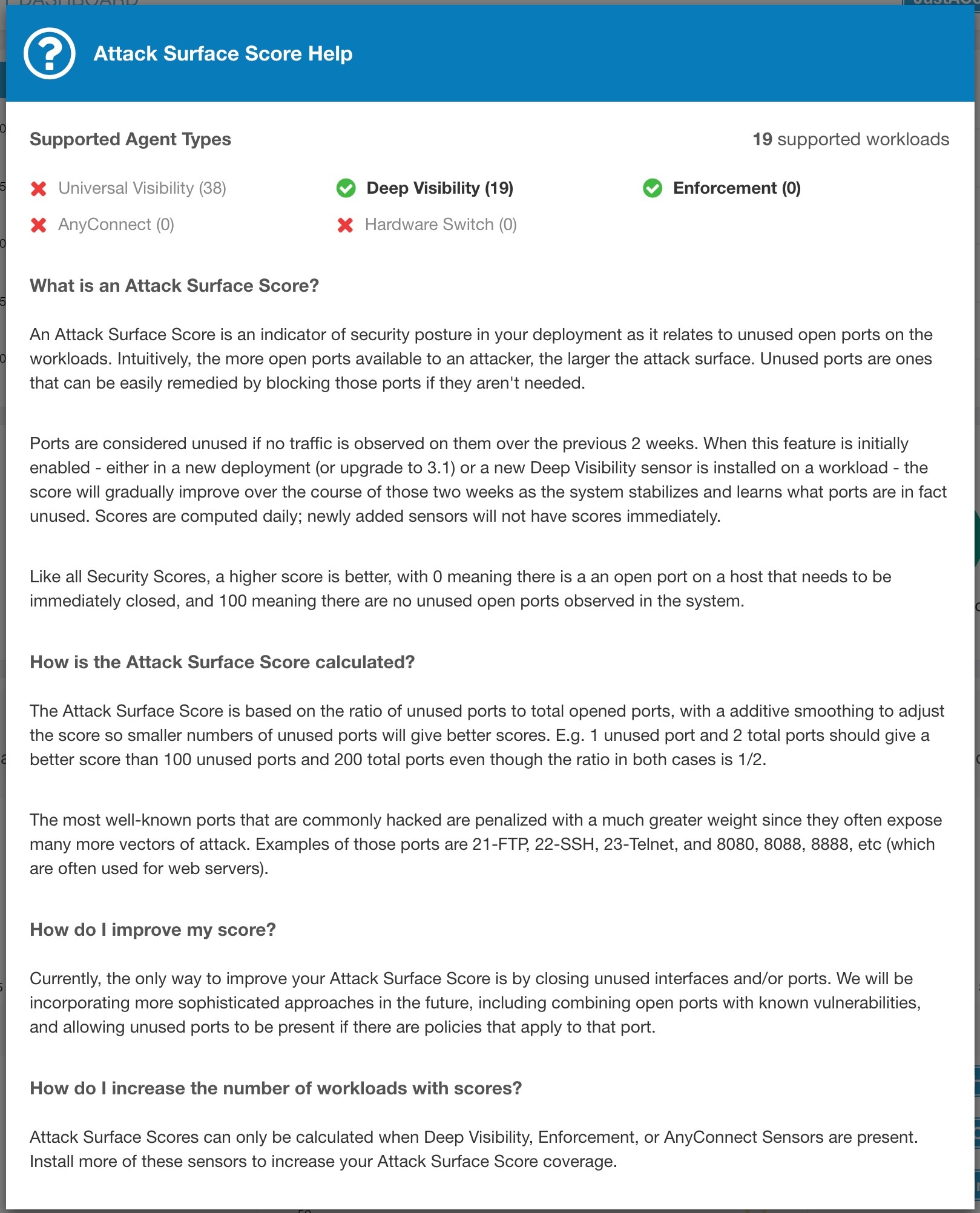 Help for Attack Surface Score