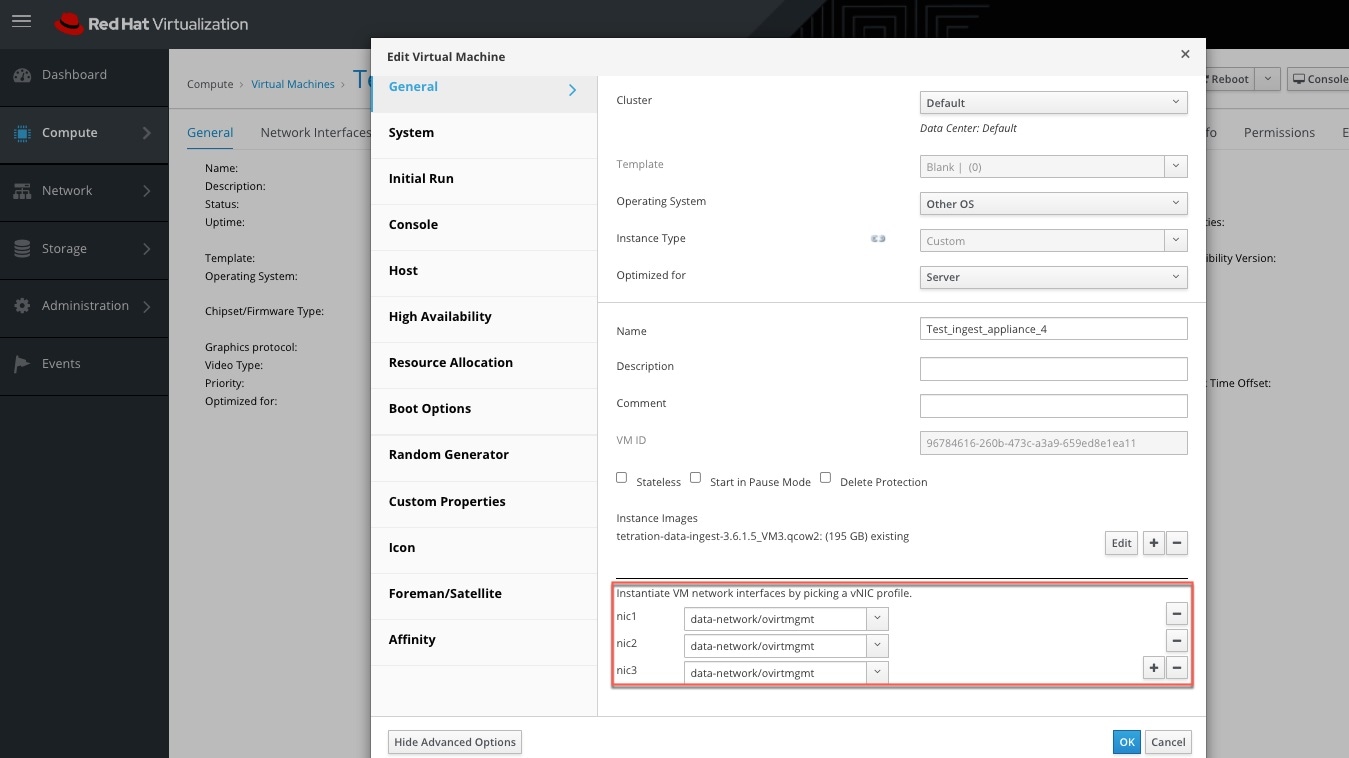 Example of configuring network interfaces in KVM-based environments