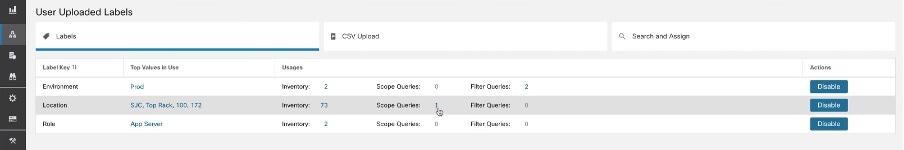 View scopes of selected label