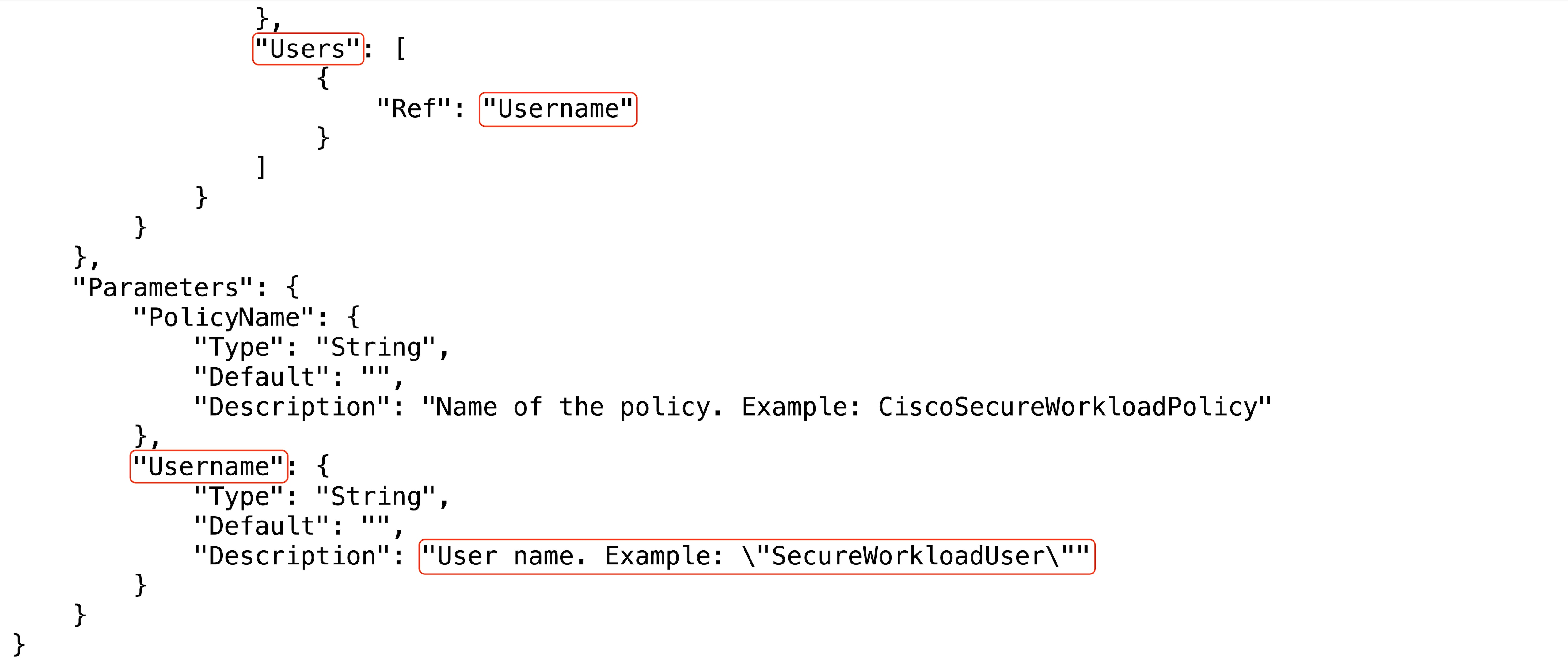 AWS connector cloud formation template part before the edit