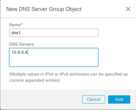 새로운 DNS 서버 그룹 개체