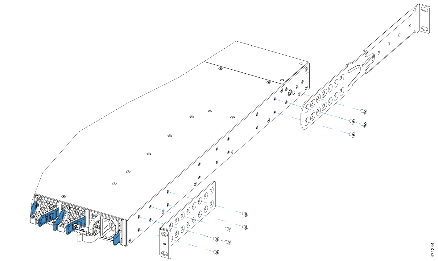 attach the brackets and extension rail to the switch