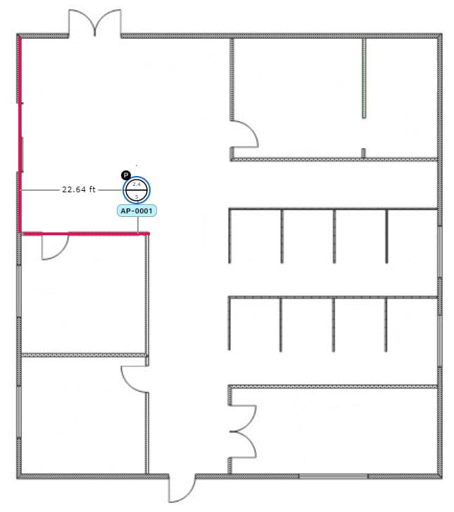 AP being placed based on distance relative to walls.