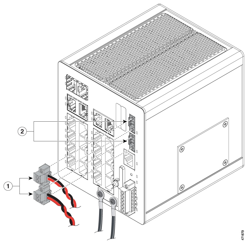 Image of attaching power connectors to the switch.