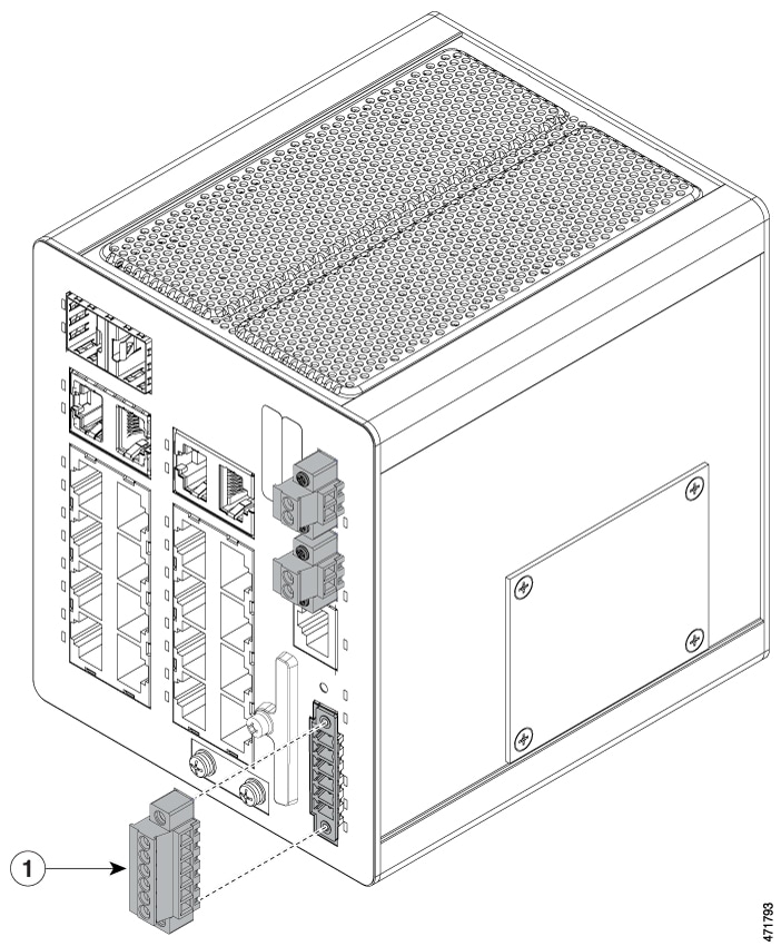 Image of alarm connector being removed from switch.